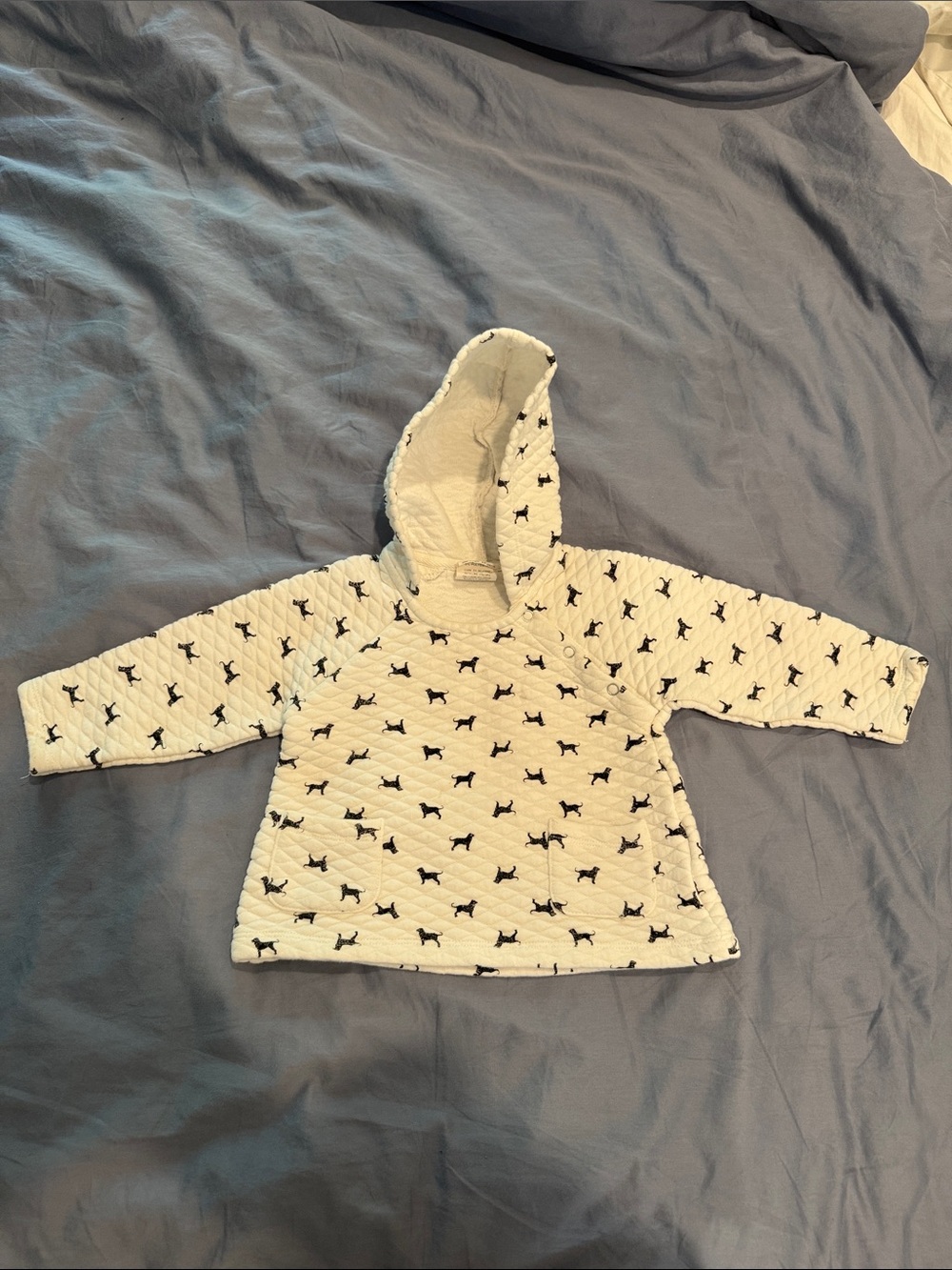 The Black Dog white black Hoodie with Black Paw Print Sleeves 2T